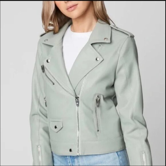 Blank NYC Sage Green Vegan Leather Motorcycle Jacket - Picture 2 of 5